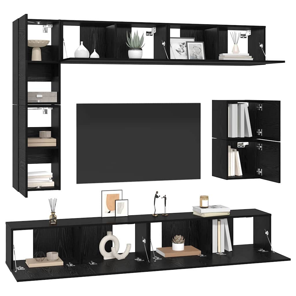 Ensemble meuble TV 8 pcs Chêne noir Bois d'ingénierie - XIOS
