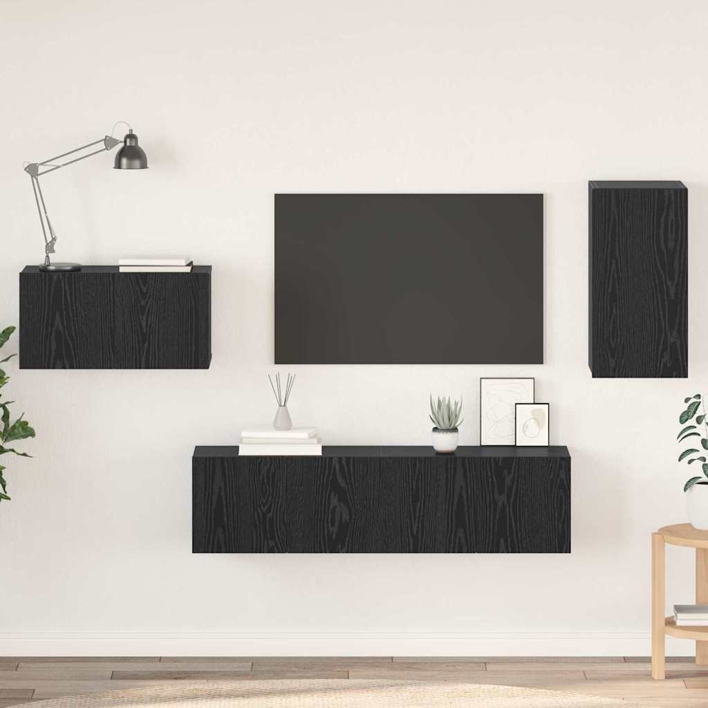 Ensemble meuble TV avec tiroir Chêne noir Bois d'ingénierie - XIOS