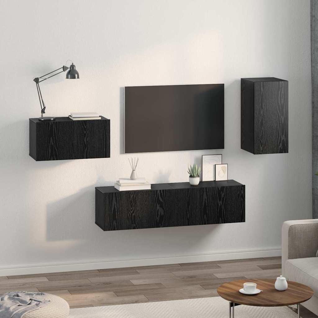 Ensemble meuble TV avec tiroir Chêne noir Bois d'ingénierie - XIOS
