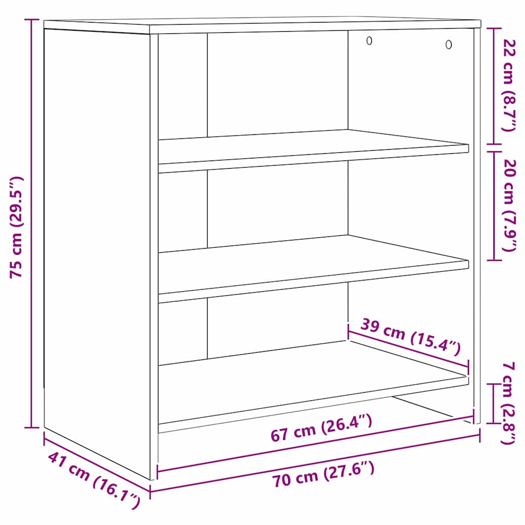 Buffet 2 pcs Chêne artisanal 70 x 41 x 75 cm Bois d'ingénierie - XIOS