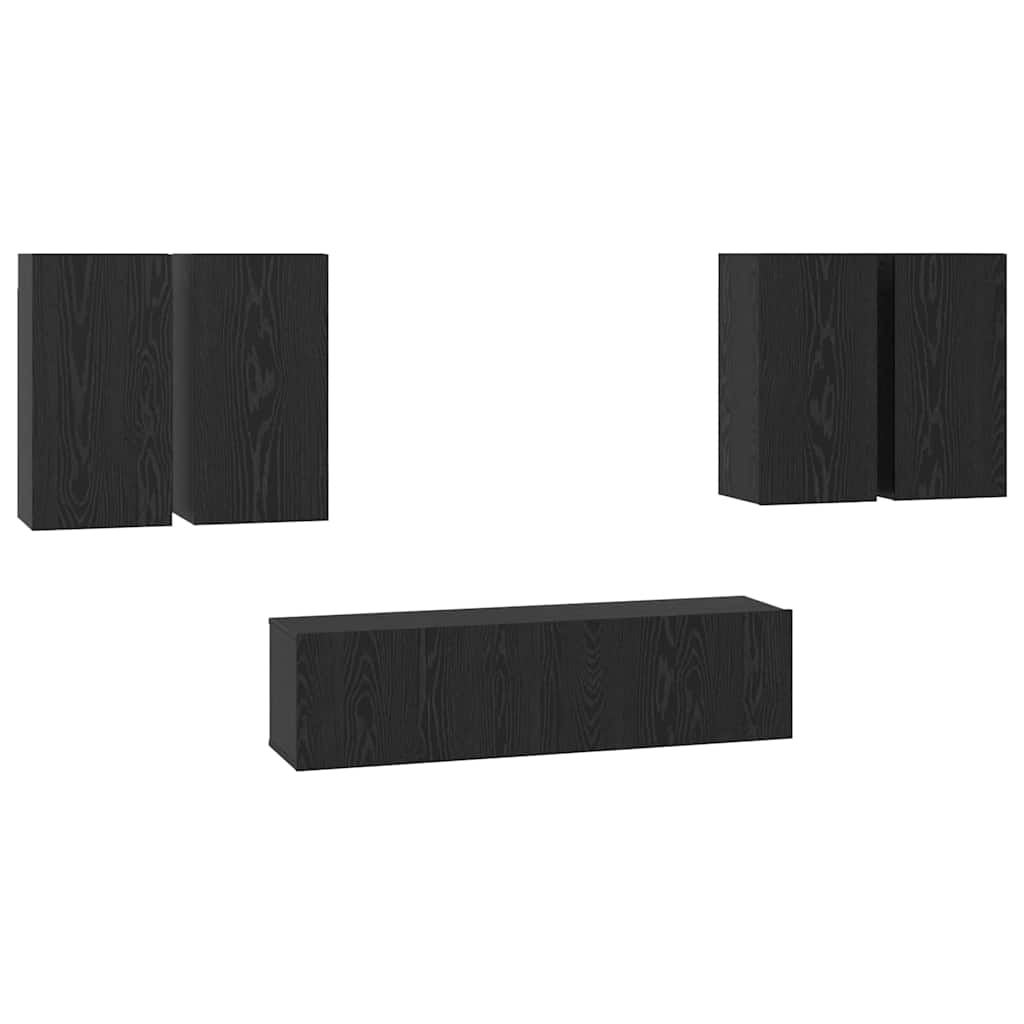 Ensemble meuble TV 6 pc Chêne noir Bois d'ingénierie