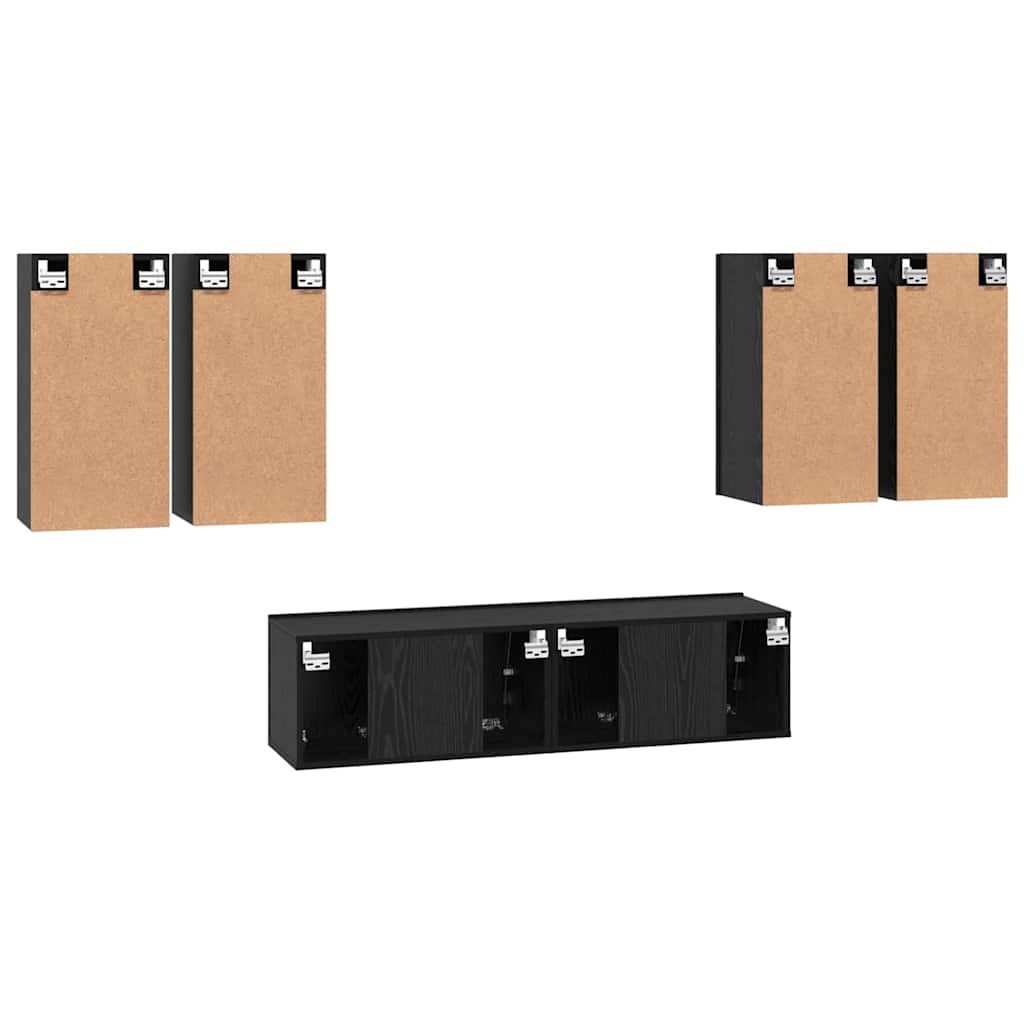 Ensemble meuble TV 6 pc Chêne noir Bois d'ingénierie