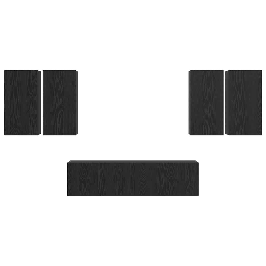 Ensemble meuble TV 6 pc Chêne noir Bois d'ingénierie