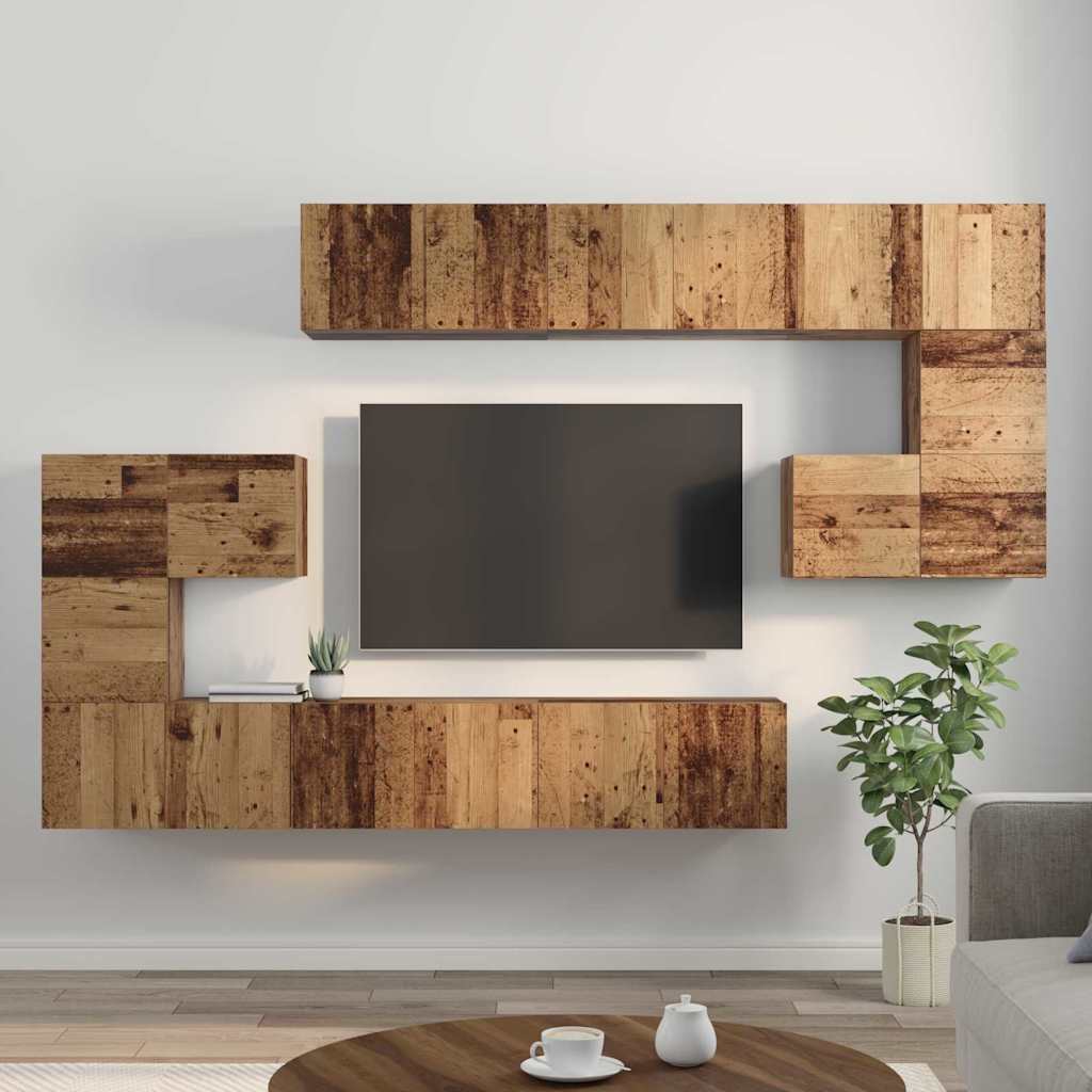 Ensemble meuble TV 10 pcs Bois ancien 60 x 30 x 30 cm - XIOS