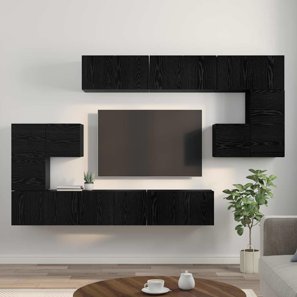 Ensemble meuble TV 10 pcs Chêne noir Bois d'ingénierie - XIOS