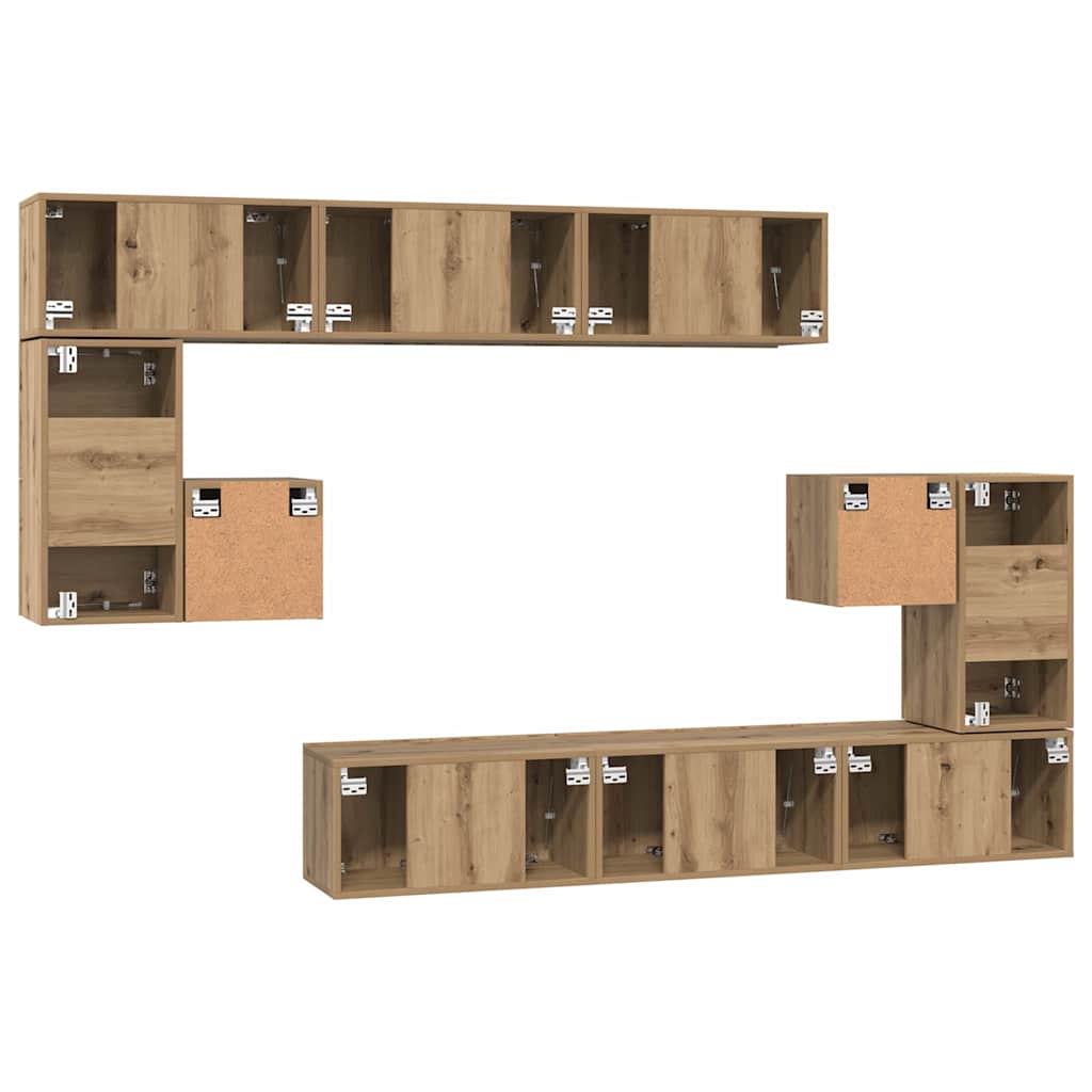 Ensemble meuble TV 10 pc Chêne artisanal Bois d'ingénierie