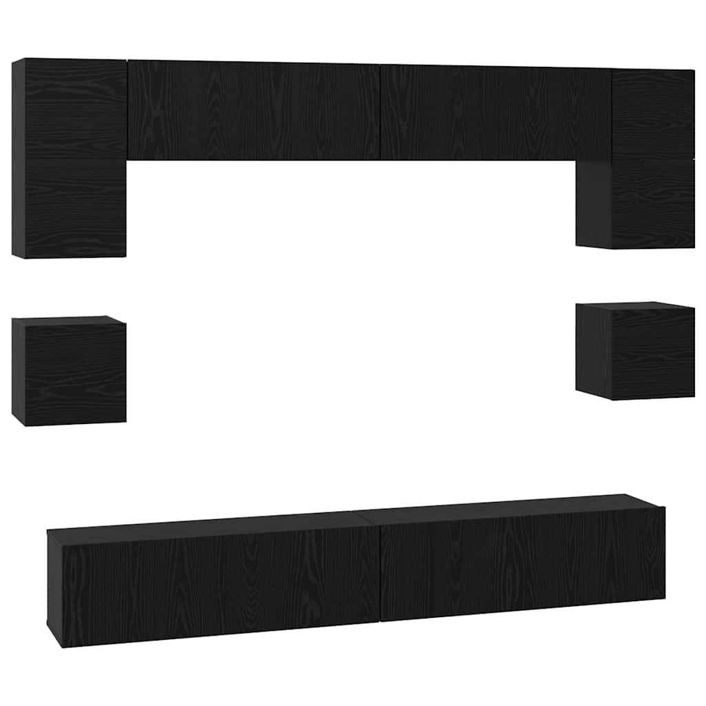 Ensemble meuble TV 8 pc Chêne noir Bois d'ingénierie