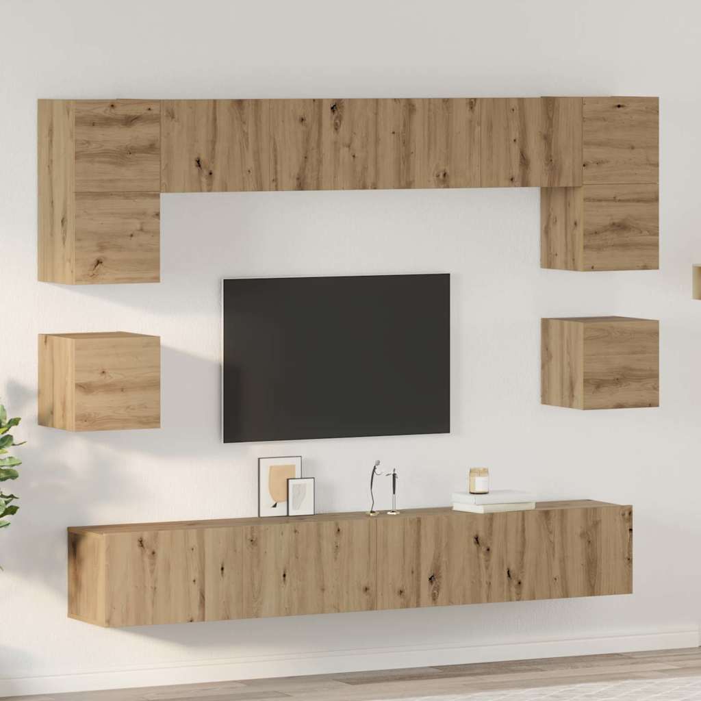 Ensemble meuble TV 8 pcs Chêne artisanal Bois d'ingénierie - XIOS
