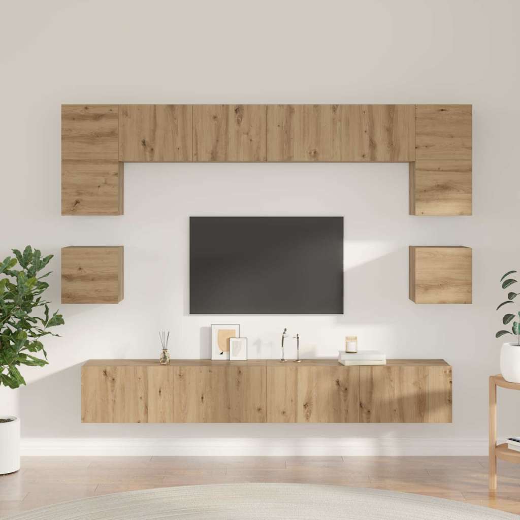Ensemble meuble TV 8 pcs Chêne artisanal Bois d'ingénierie - XIOS