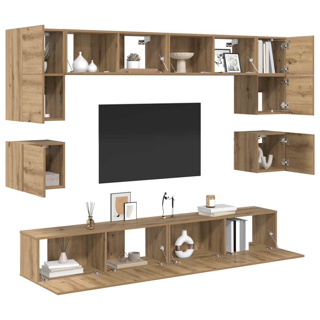 Ensemble meuble TV 8 pcs Chêne artisanal Bois d'ingénierie - XIOS