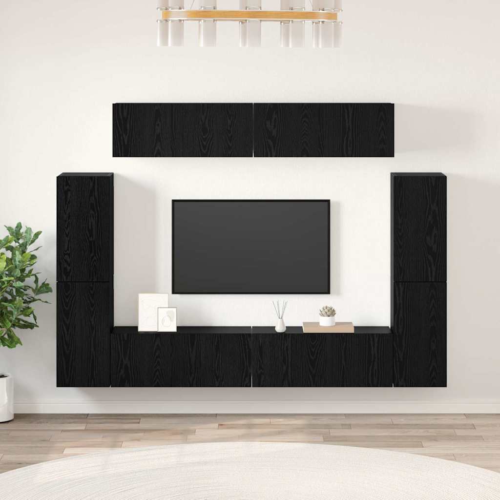 Ensemble meuble TV 8 pcs Chêne noir Bois d'ingénierie - XIOS