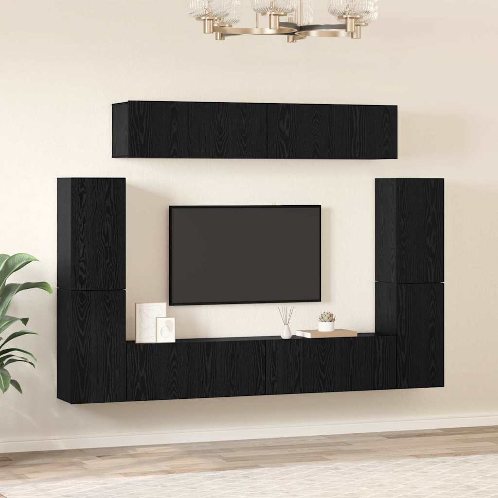 Ensemble meuble TV 8 pcs Chêne noir Bois d'ingénierie - XIOS