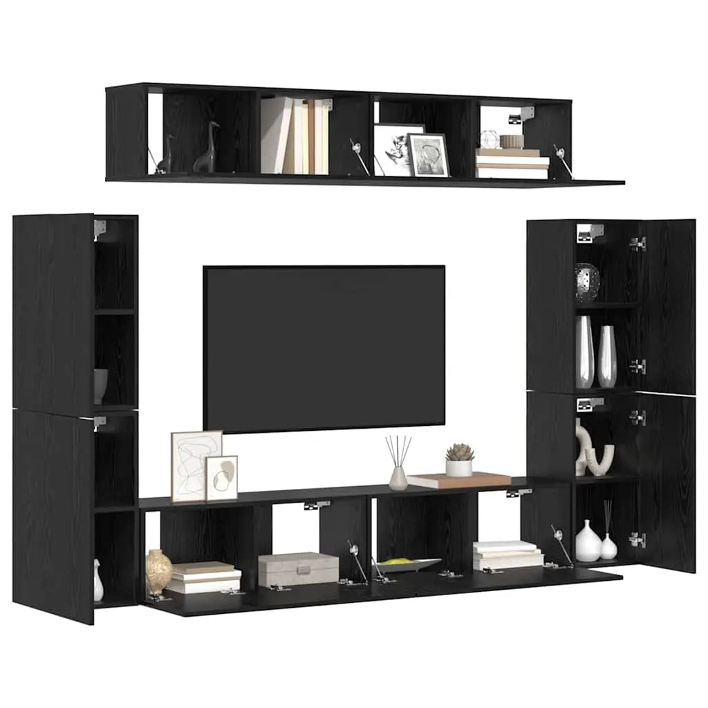 Ensemble meuble TV 8 pc Chêne noir Bois d’ingénierie - XIOS