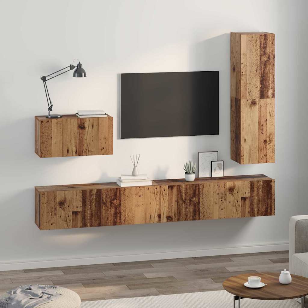 Ensemble meuble TV 4 pcs Bois Ancien Bois d'ingénierie - XIOS