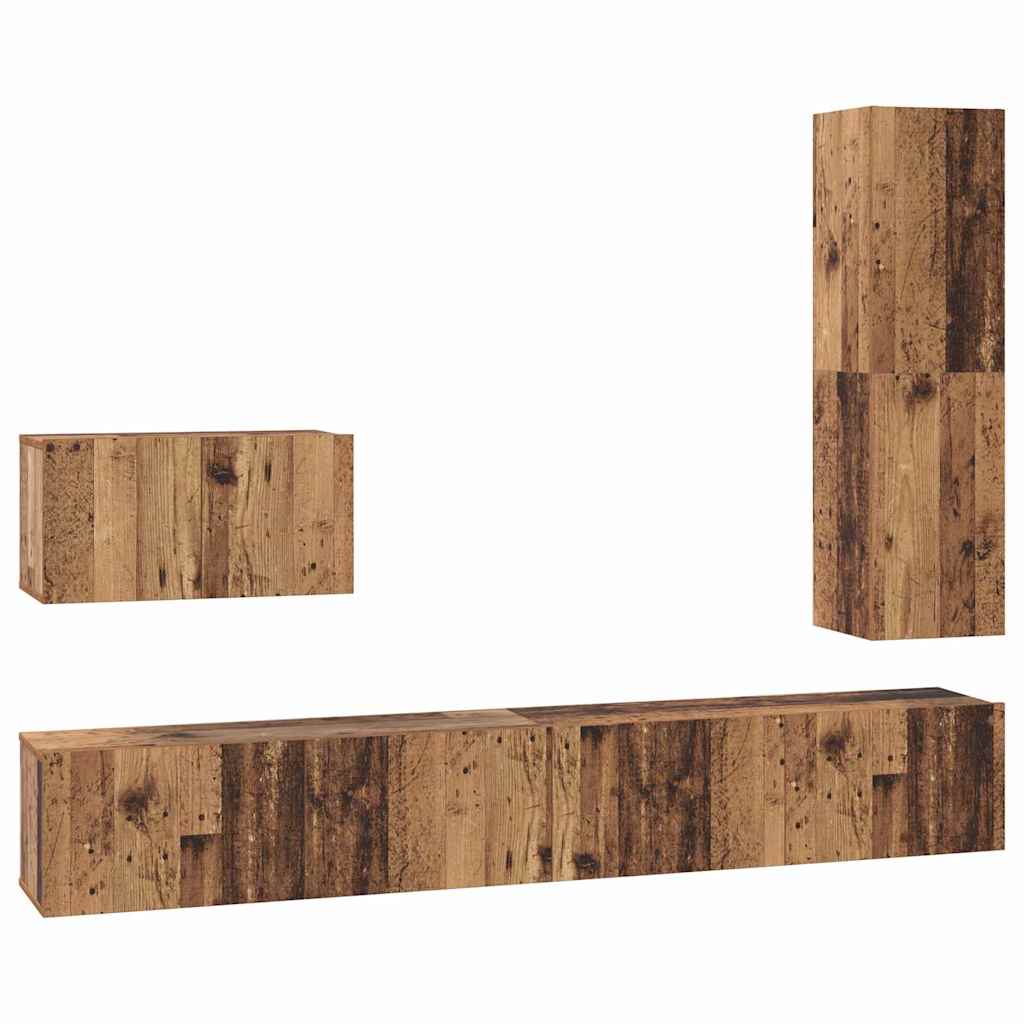Ensemble meuble TV 4 pcs Bois Ancien Bois d'ingénierie - XIOS