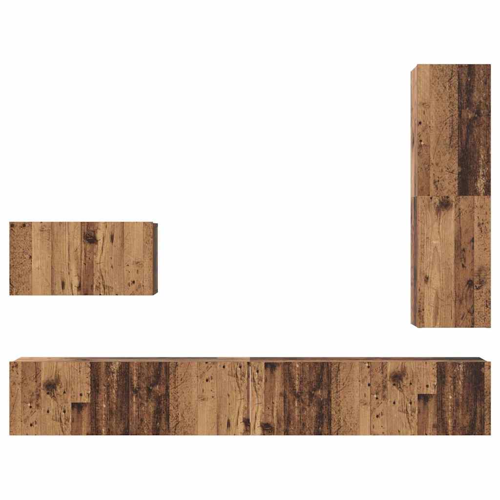 Ensemble meuble TV 4 pcs Bois Ancien Bois d'ingénierie - XIOS