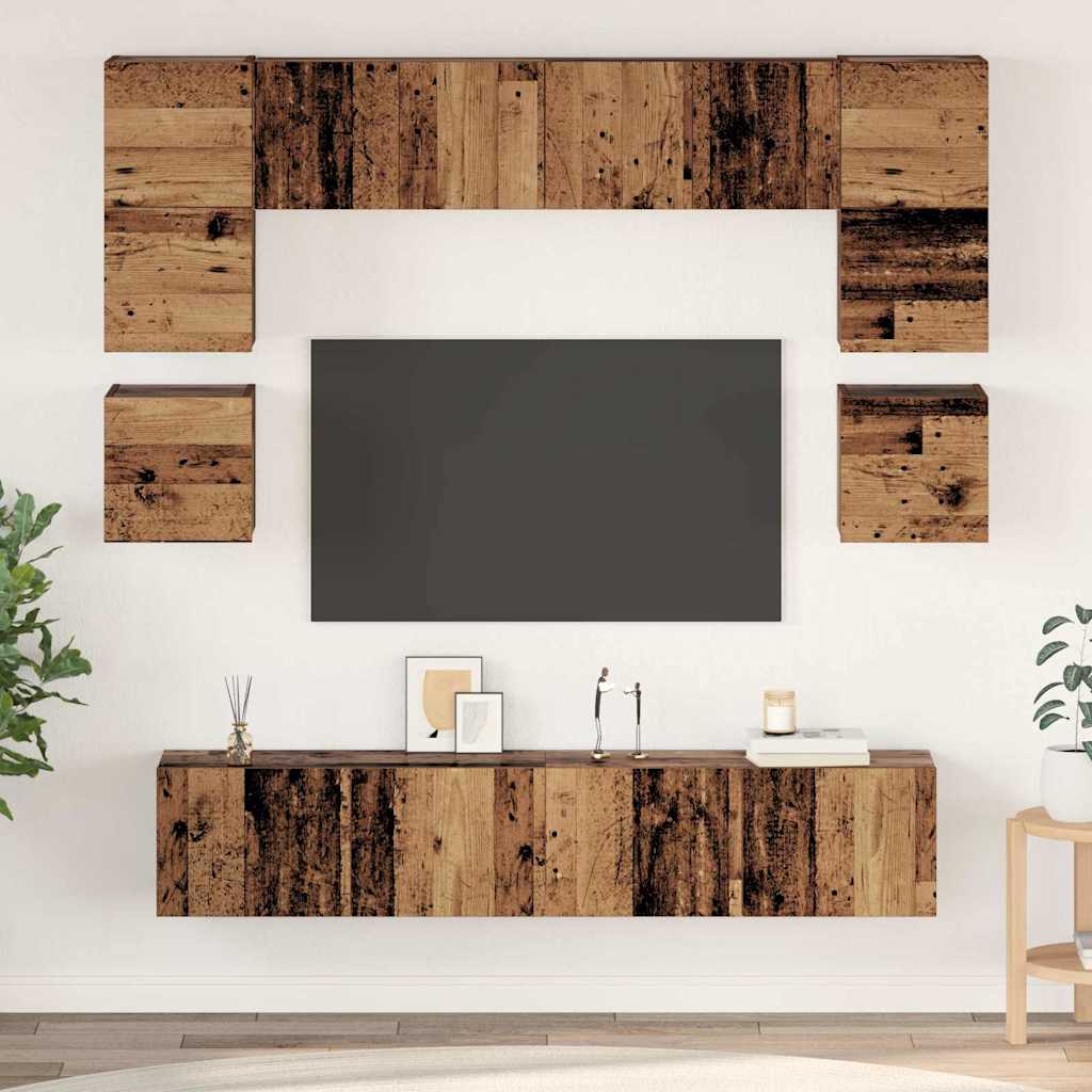 Ensemble meuble TV 8 pcs Bois Ancien Bois d'ingénierie - XIOS