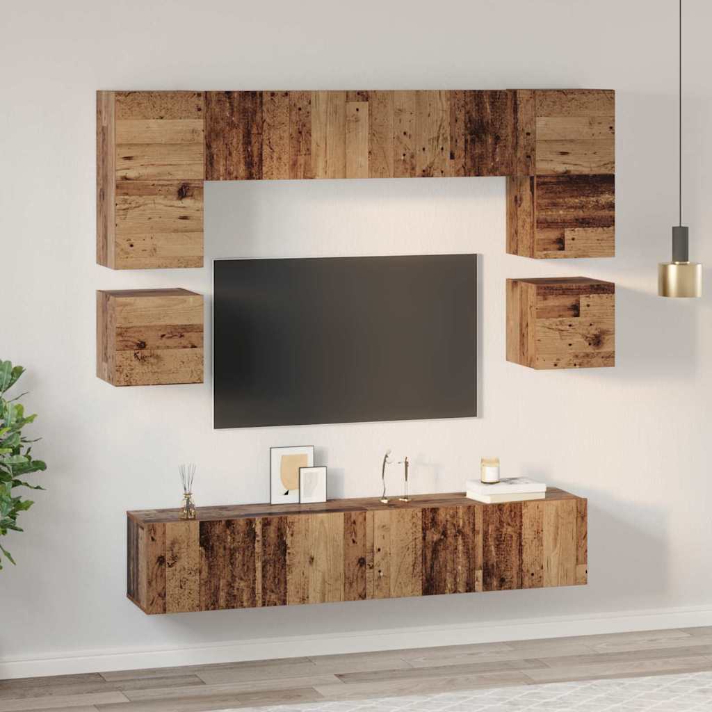 Ensemble meuble TV 8 pcs Bois Ancien Bois d'ingénierie - XIOS