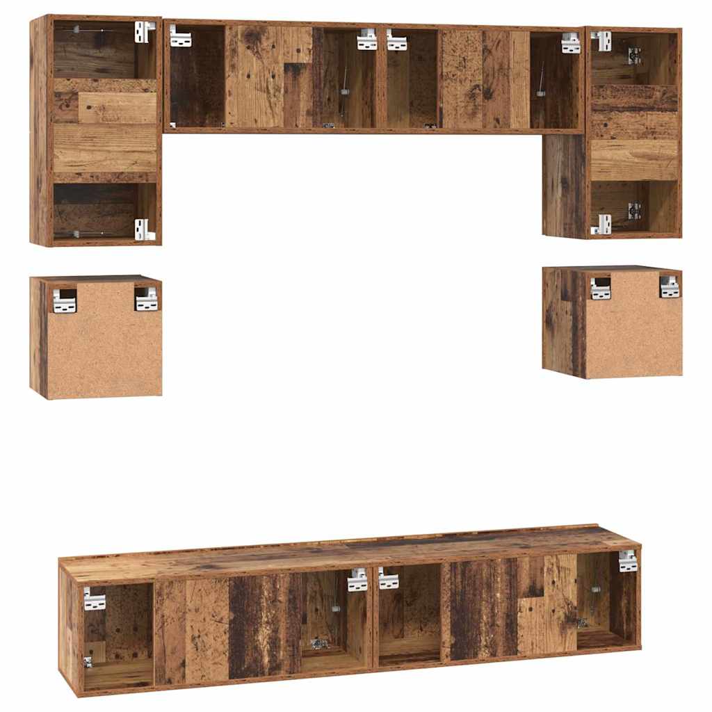 Ensemble meuble TV 8 pcs Bois Ancien Bois d'ingénierie - XIOS