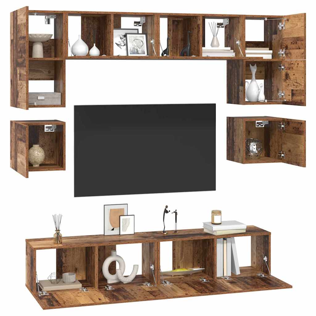 Ensemble meuble TV 8 pcs Bois Ancien Bois d'ingénierie - XIOS