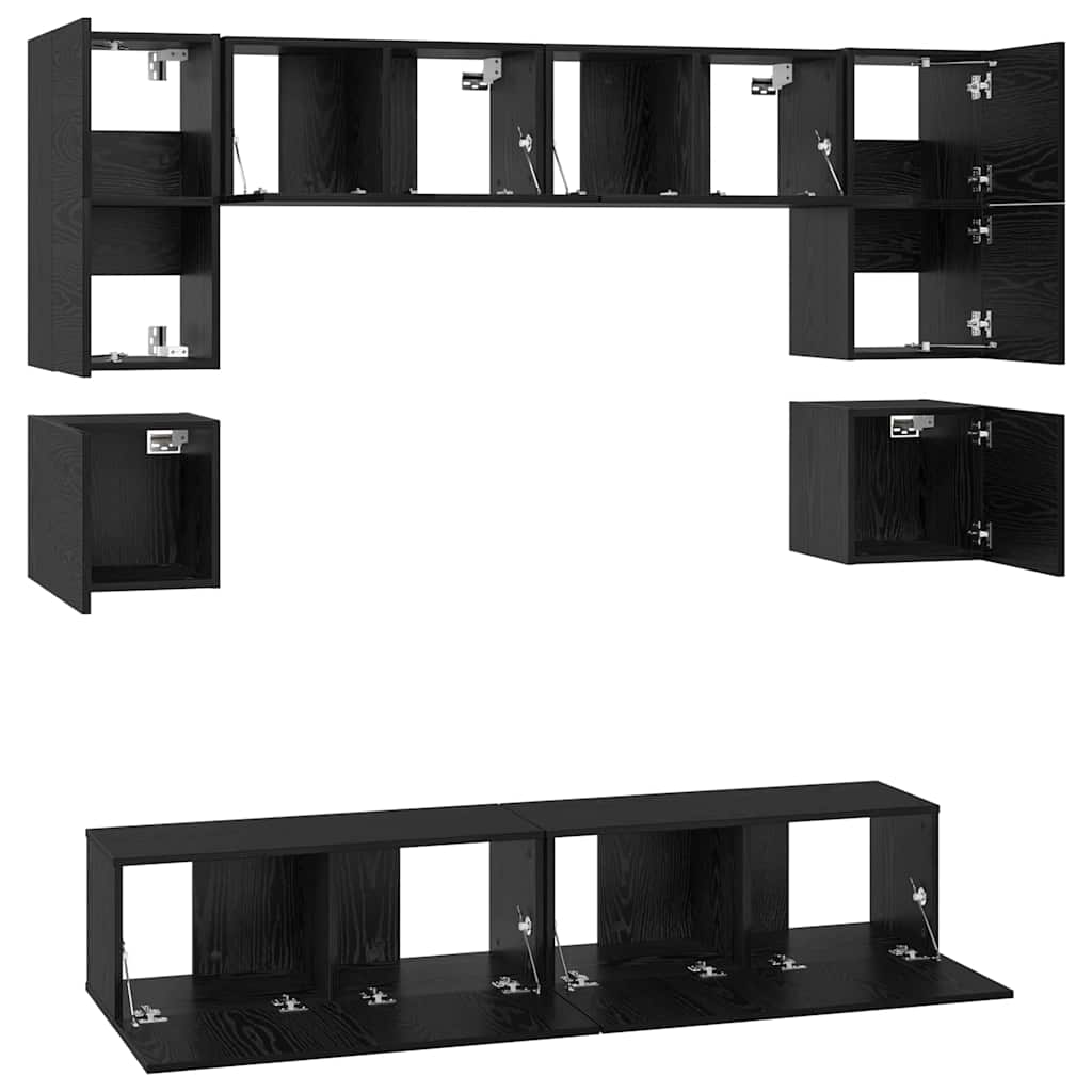Ensemble meuble TV 8 pcs Chêne noir Bois d'ingénierie - XIOS