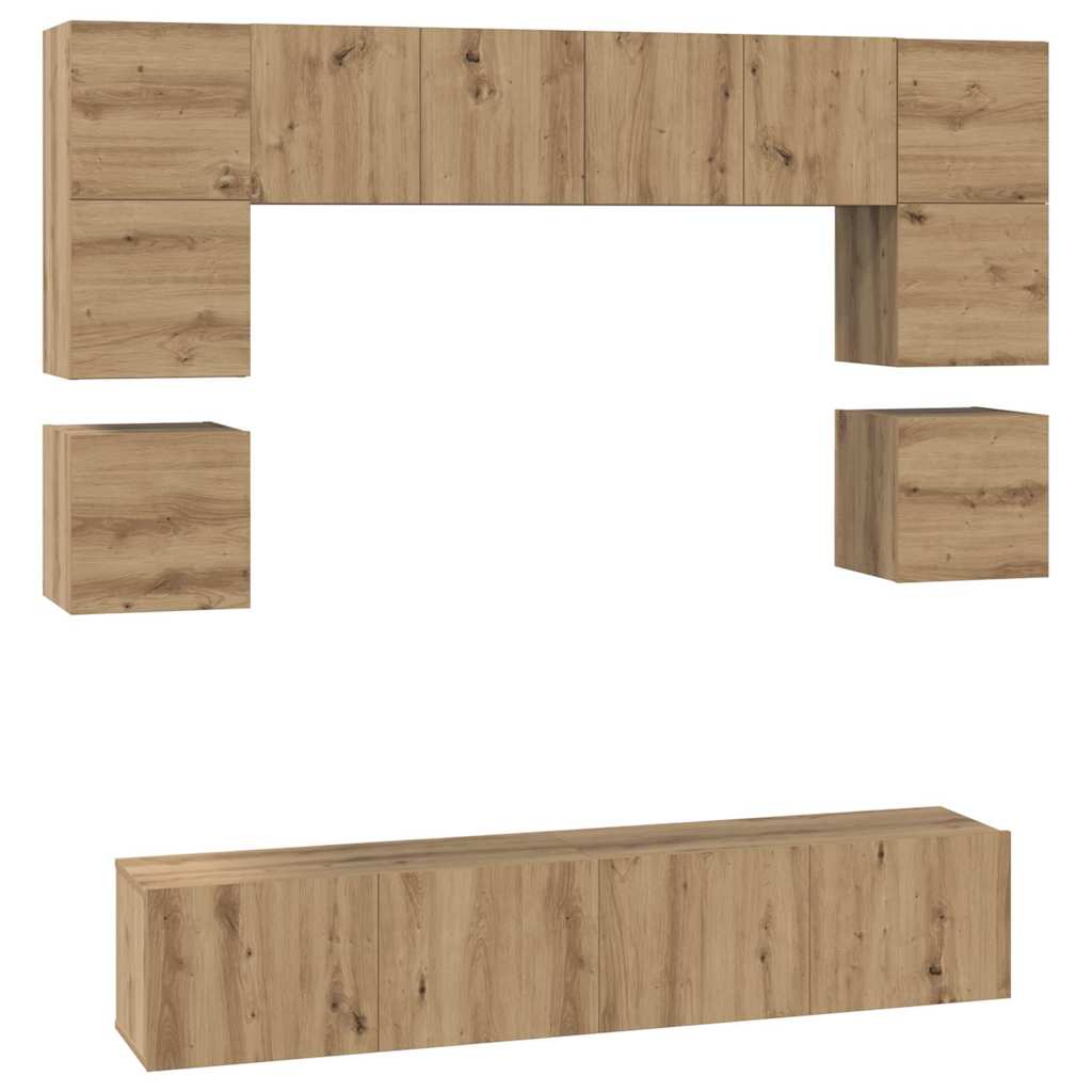 Ensemble meuble TV 8 pcs Chêne artisanal Bois d'ingénierie - XIOS
