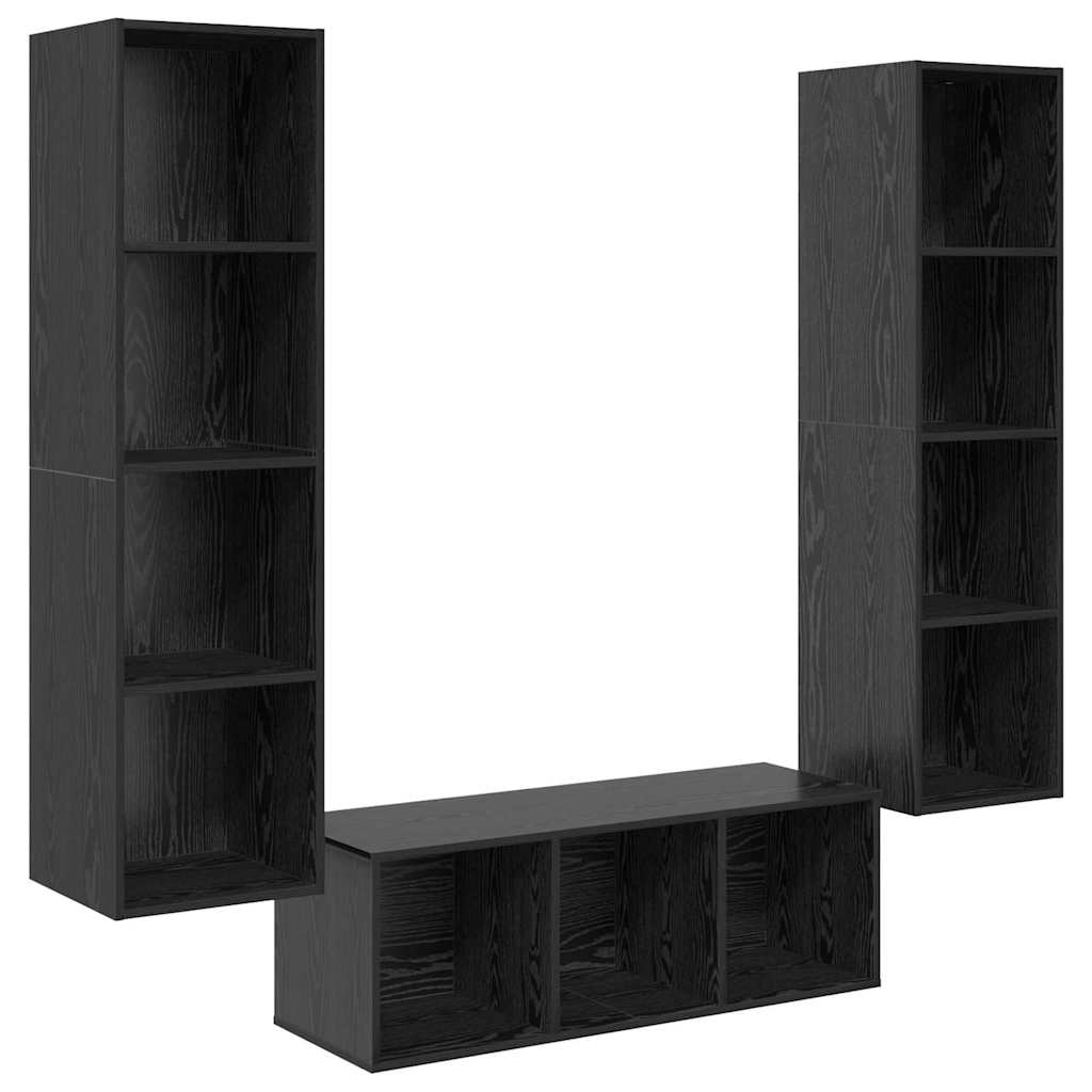 Ensemble meuble TV 3 pc Chêne noir Bois d'ingénierie