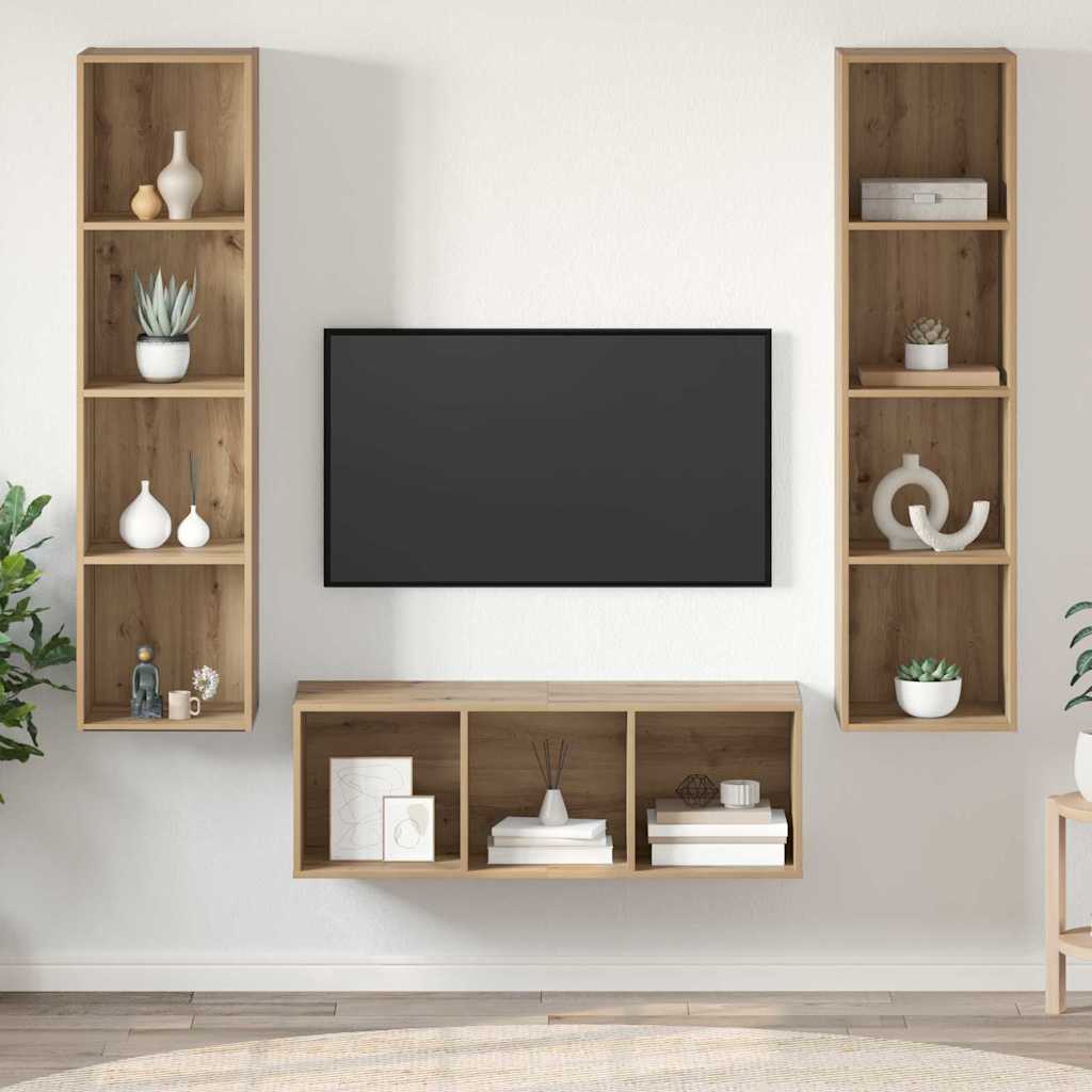 Ensemble meuble TV 3 pc Chêne artisanal Bois d'ingénierie