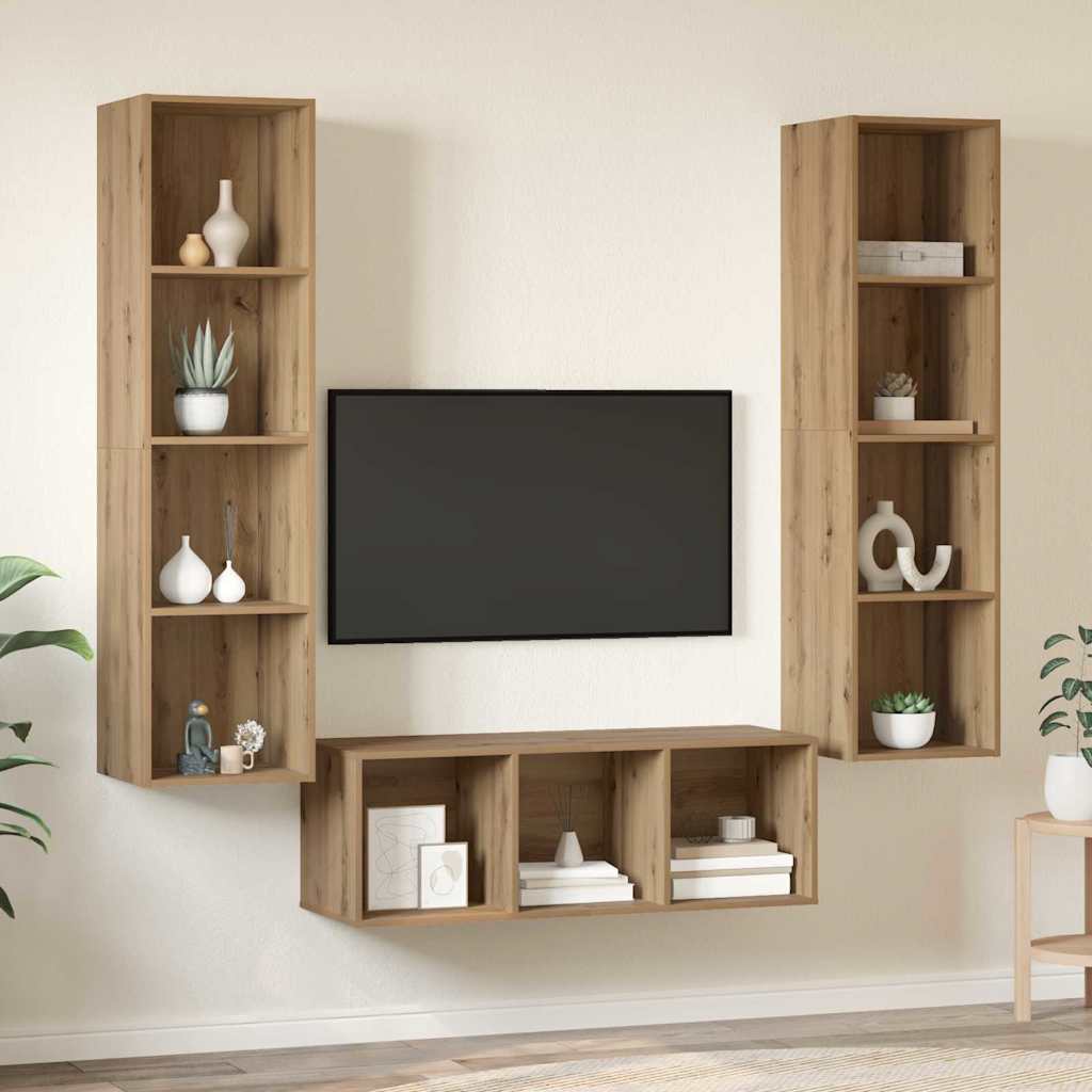 Ensemble meuble TV 3 pc Chêne artisanal Bois d'ingénierie