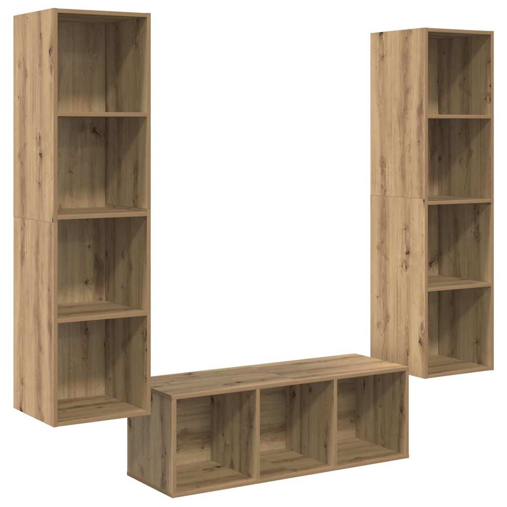 Ensemble meuble TV 3 pc Chêne artisanal Bois d'ingénierie