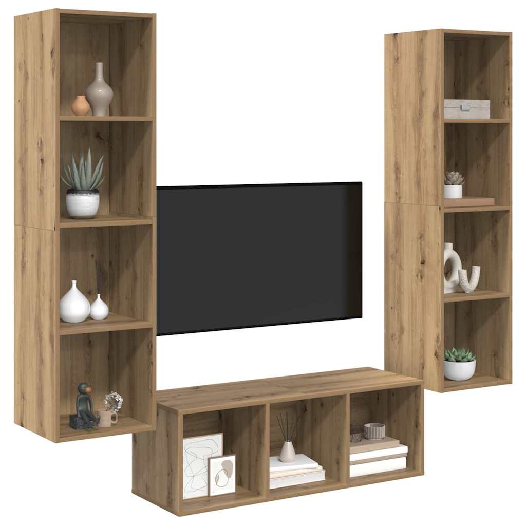 Ensemble meuble TV 3 pc Chêne artisanal Bois d'ingénierie