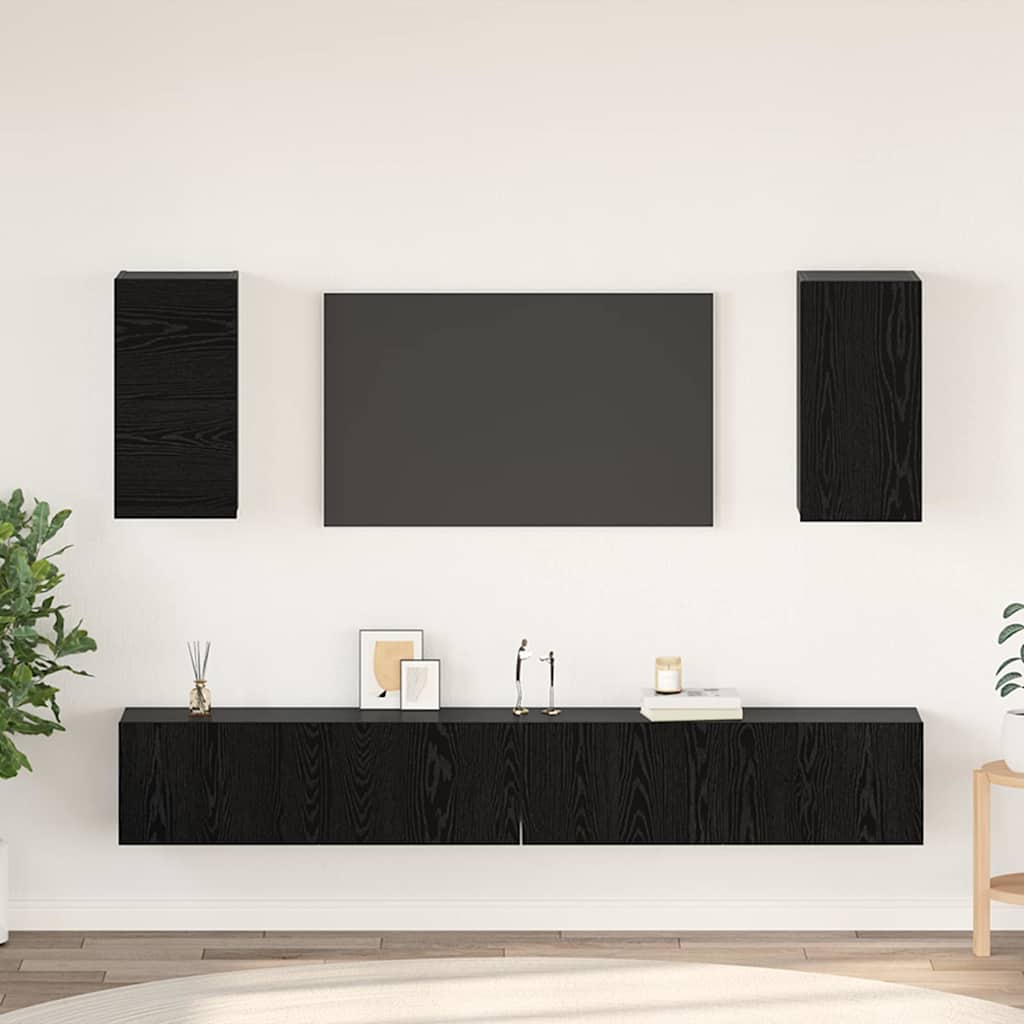 Meuble TV mural 3 pcs Chêne noir Bois d'ingénierie - XIOS