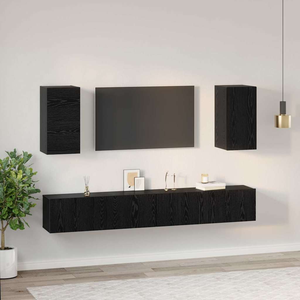 Meuble TV mural 3 pcs Chêne noir Bois d'ingénierie - XIOS
