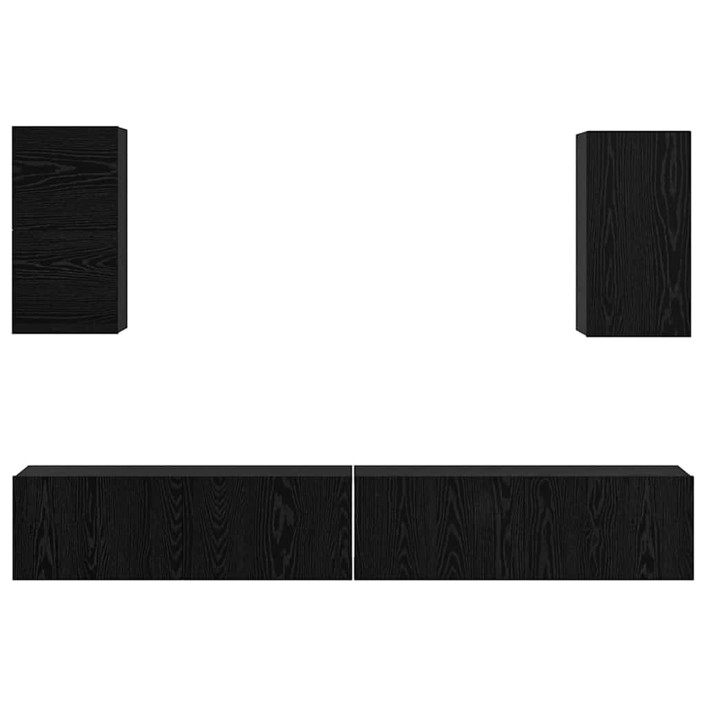 Meuble TV mural Montage mural Chêne noir Bois d'ingénierie - XIOS