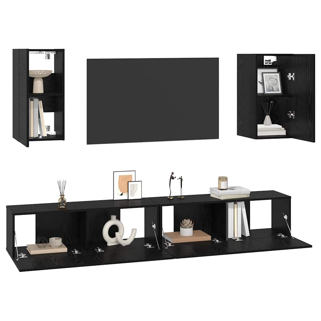 Meuble TV mural 3 pcs Chêne noir Bois d'ingénierie - XIOS