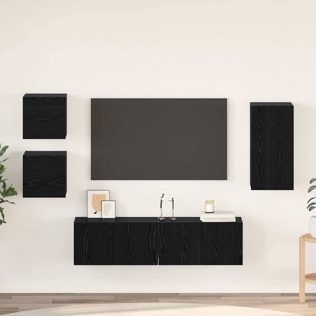 Ensemble meuble TV 5 pcs Chêne noir Bois d'ingénierie - XIOS