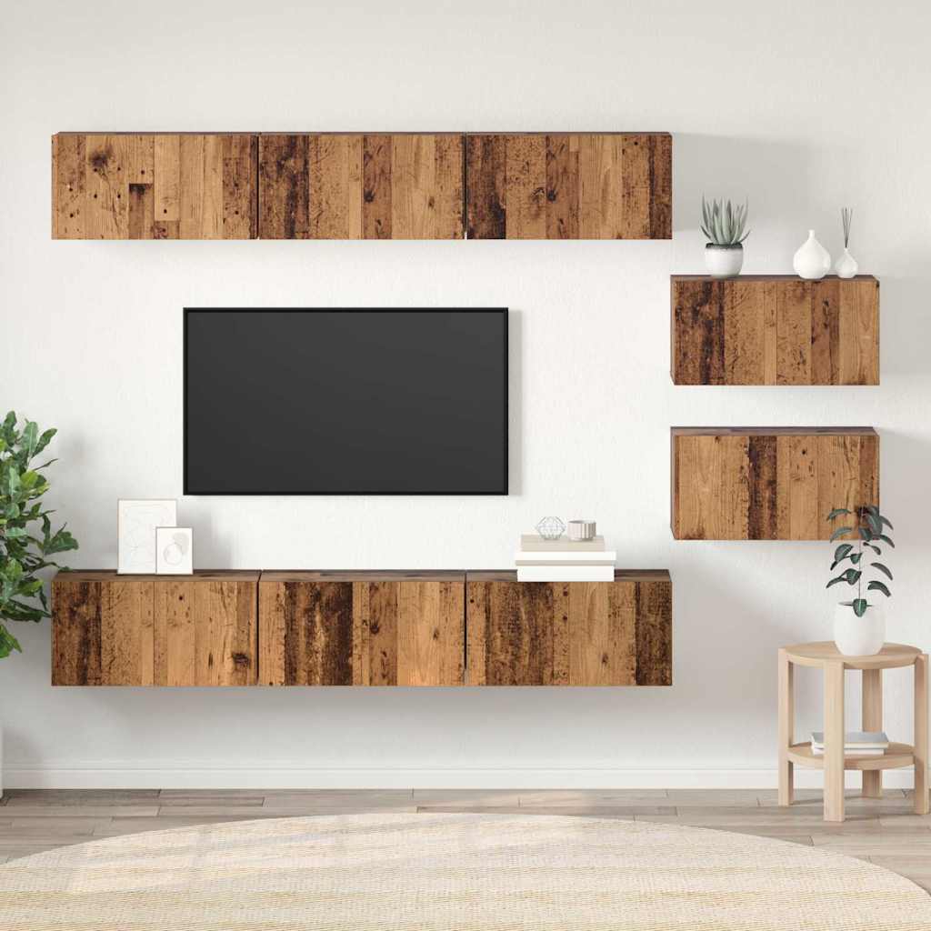 Ensemble meuble TV 8 pc Bois ancien Bois d'ingénierie