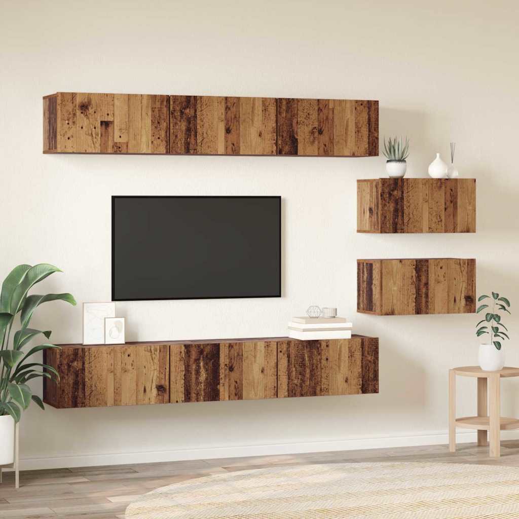 Ensemble meuble TV 8 pc Bois ancien Bois d'ingénierie
