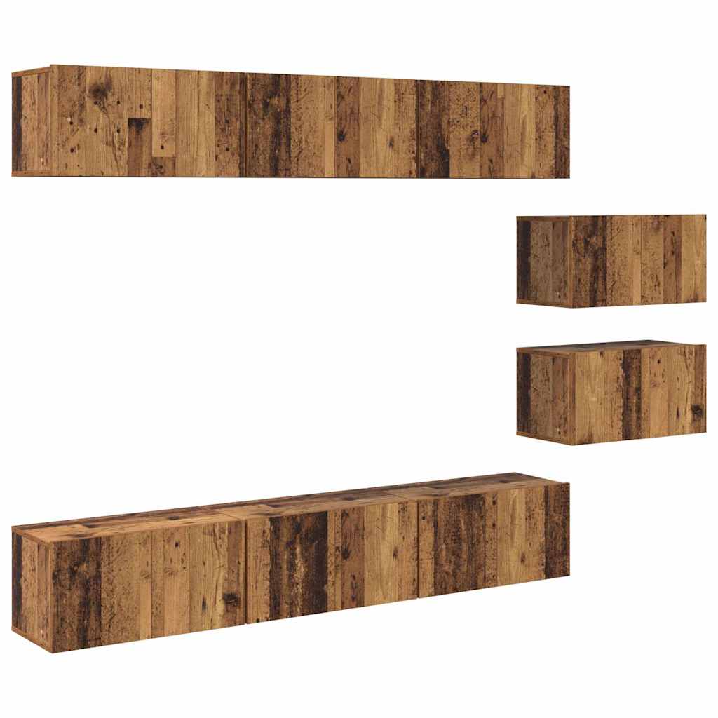 Ensemble meuble TV 8 pc Bois ancien Bois d'ingénierie