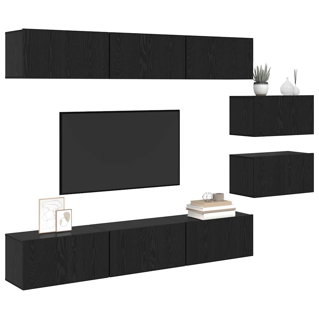 Ensemble meuble TV 8 pcs Chêne noir 60 x 30 x 30 cm - XIOS
