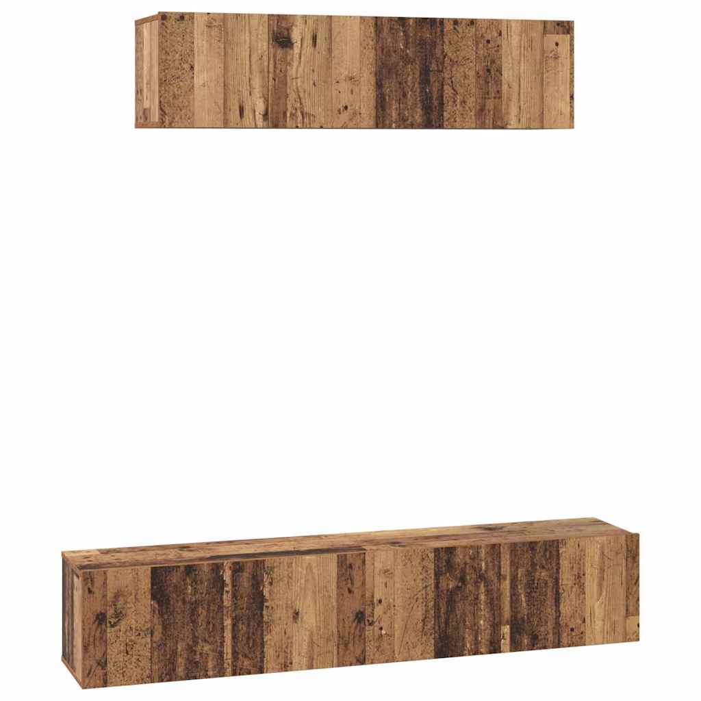 Ensemble meuble TV 4 pc Bois Ancien Bois d'ingénierie