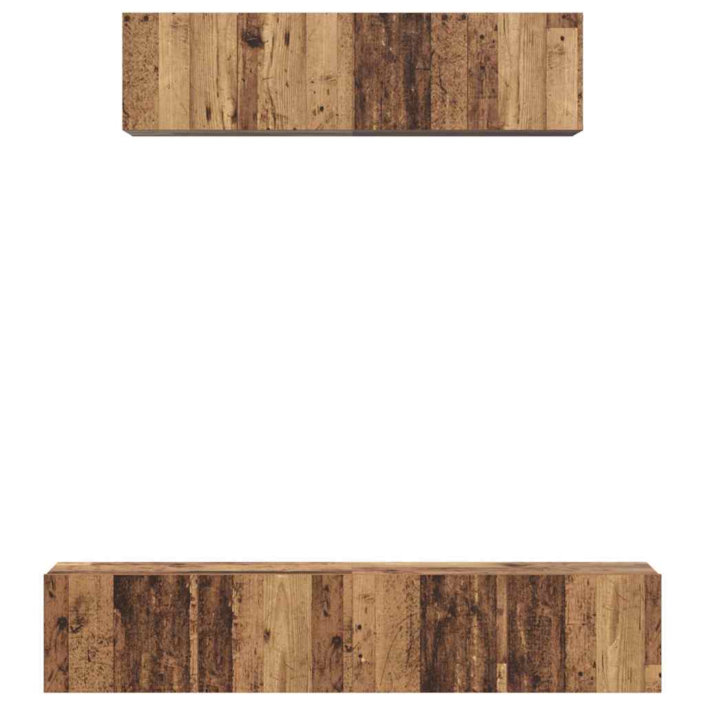 Ensemble meuble TV 4 pc Bois Ancien Bois d'ingénierie