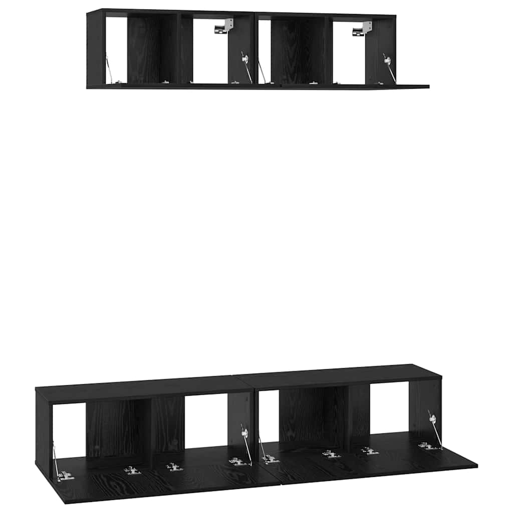 Ensemble meuble TV 4 pc Chêne noir Bois d'ingénierie