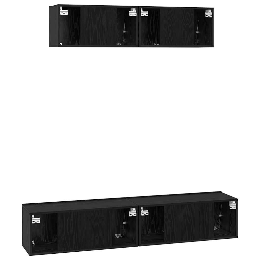 Ensemble meuble TV 4 pc Chêne noir Bois d'ingénierie