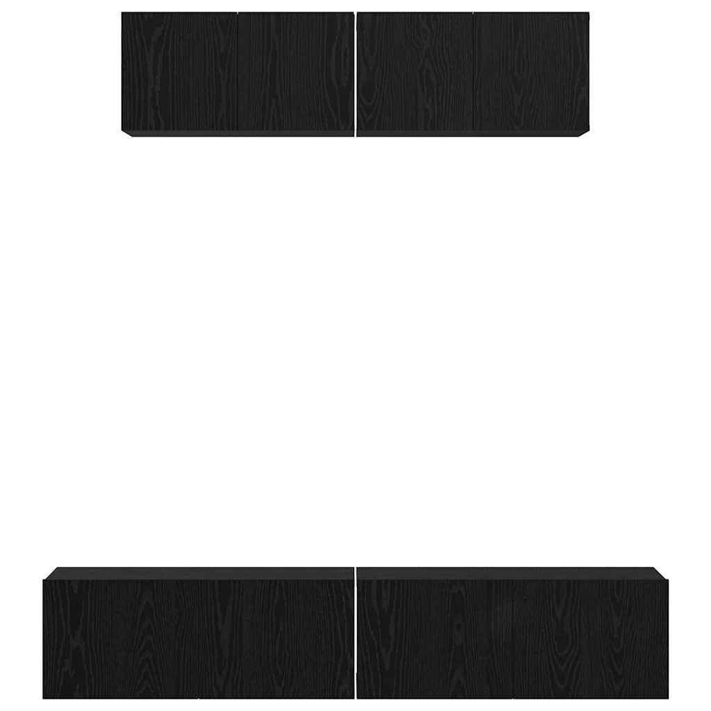 Ensemble meuble TV 4 pc Chêne noir Bois d'ingénierie