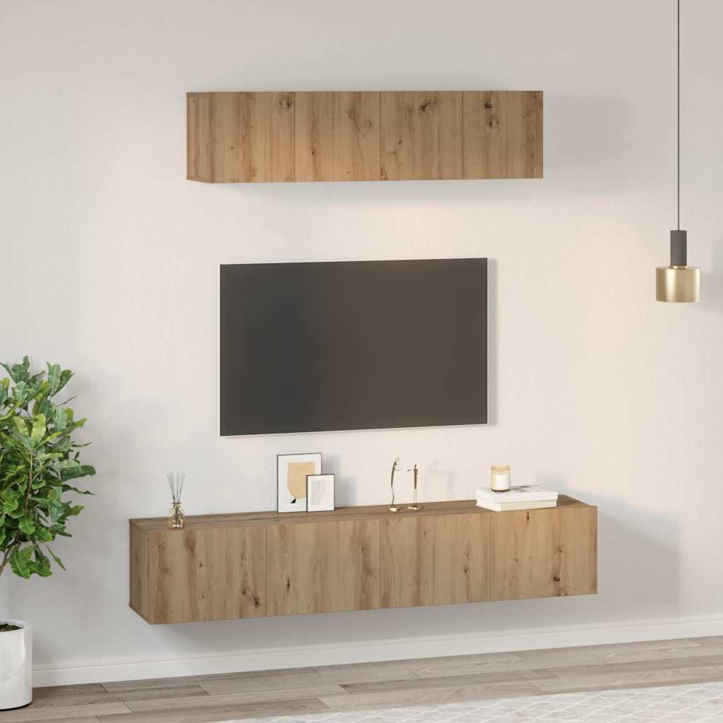 Ensemble meuble TV 4 pcs Chêne artisanal Bois d'ingénierie - XIOS