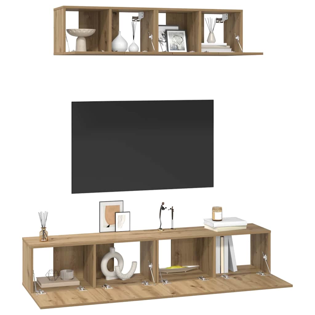 Ensemble meuble TV 4 pcs Chêne artisanal Bois d'ingénierie - XIOS