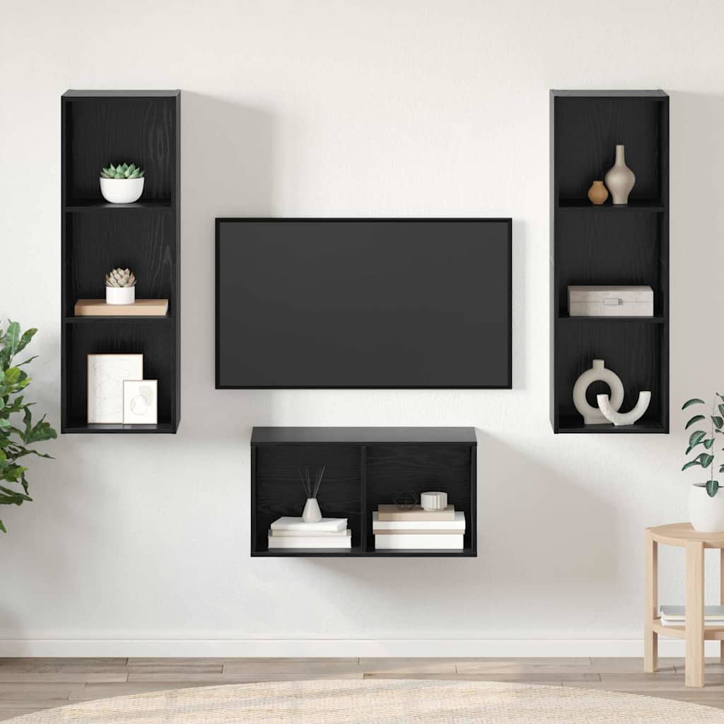 Ensemble meuble TV Chêne noir Bois d'ingénierie