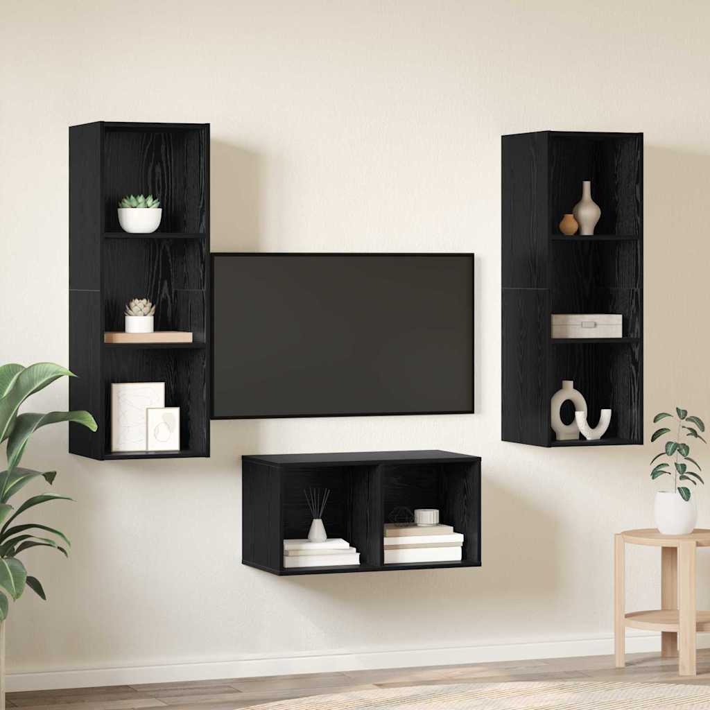 Ensemble meuble TV Chêne noir Bois d'ingénierie