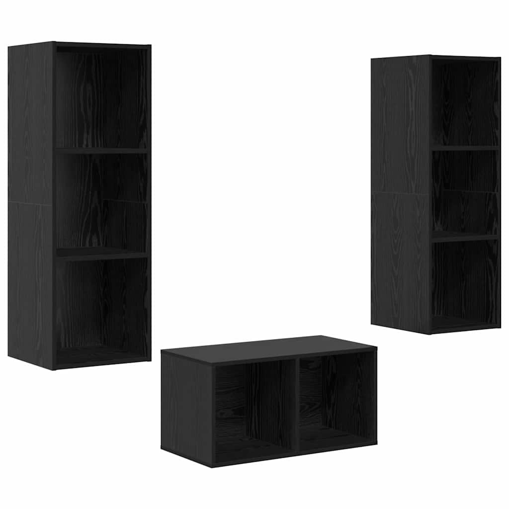 Ensemble meuble TV Chêne noir Bois d'ingénierie